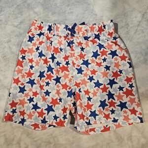 Rugged Butts Boys Swim Trunks Size 5 Patriotic Red White Blue Stars
